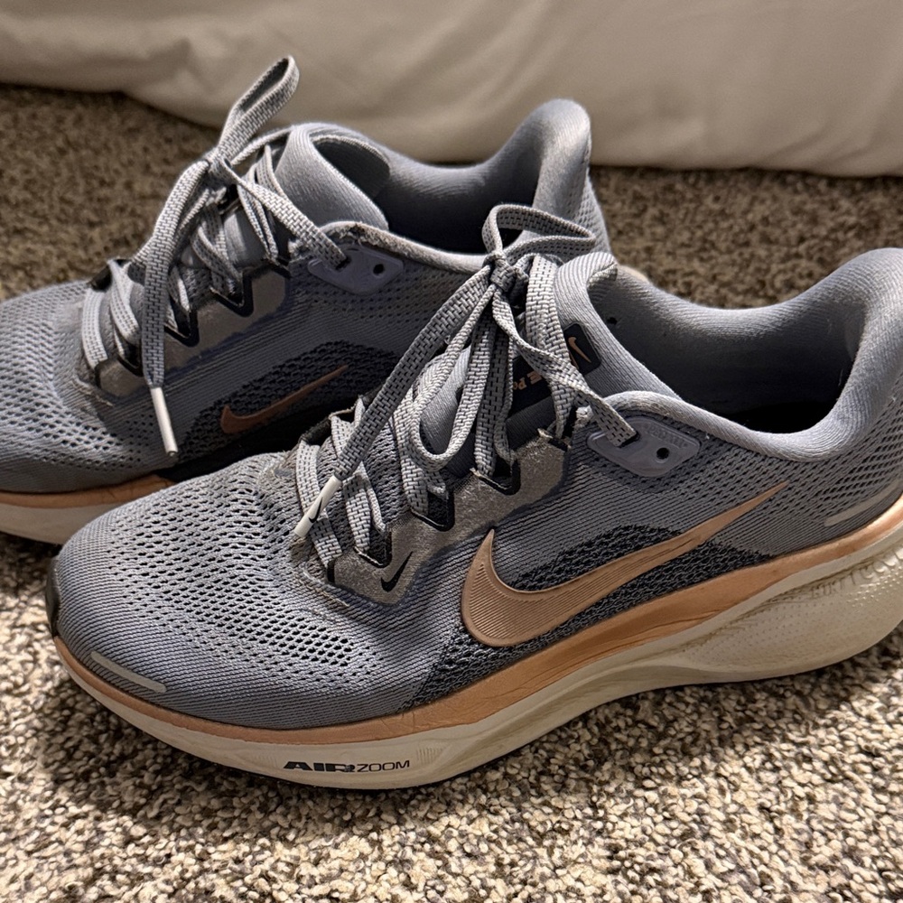 Nike Pegasus 41 Women's Blue-Gray and Rose Gold Running Sneakers